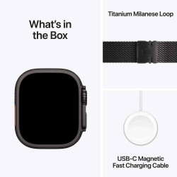 Apple Watch Ultra 3 GPS + Cellular 49mm Black Titanium Case with Black Titanium Milanese Loop - Medium MF1Q4AF/A